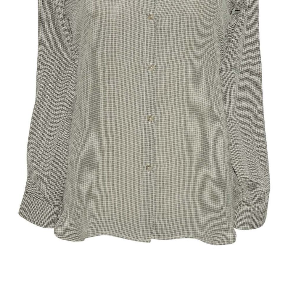 Womens Gray Check Chiffon Blouse Shirt Button Up Casual Dressy Top Medium Work - Picture 5 of 7